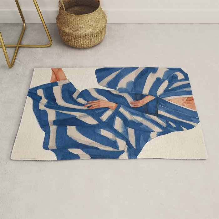 Blue Figurative Woman  Rug Gallery Image 1