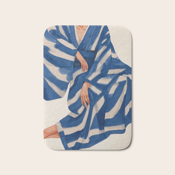Blue Figurative Woman  Bath Mat Gallery Image 1