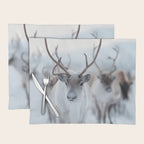 Reindeer in the Snow - Nordic Wildlife Photography Print Placemat Gallery Image 1