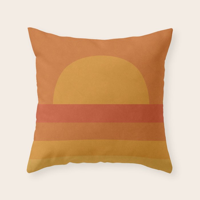 Retro Geometric Sunset Throw Pillow Gallery Image 1