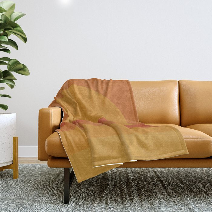 Retro Geometric Sunset Throw Blanket Gallery Image 1