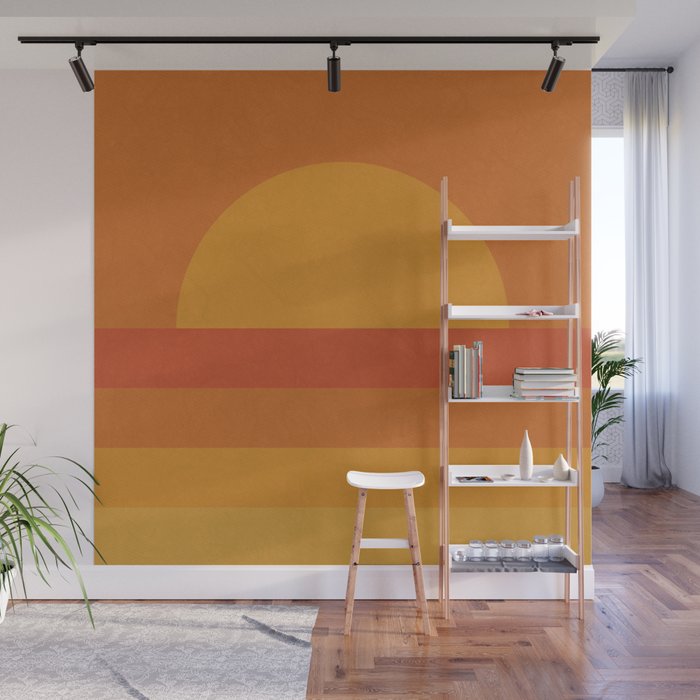 Retro Geometric Sunset Wall Mural Gallery Image 1