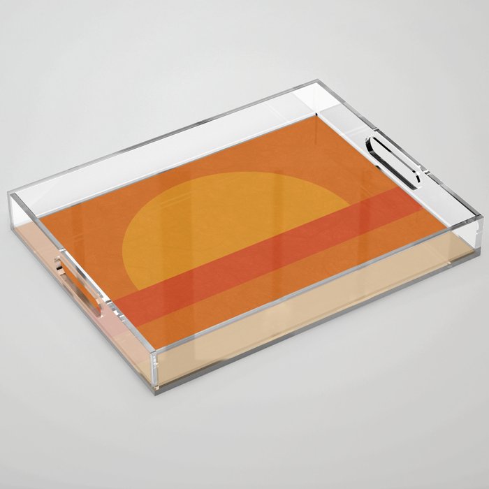 Retro Geometric Sunset Acrylic Tray Gallery Image 1