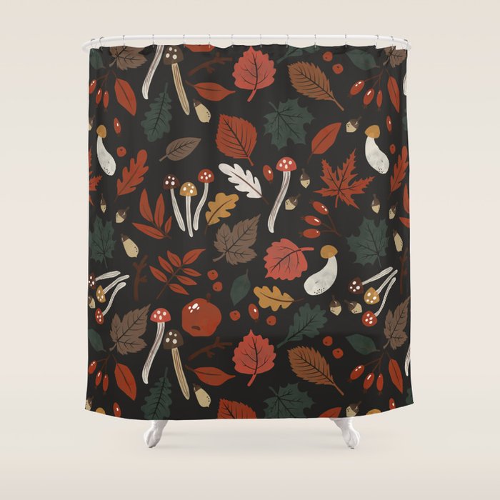 Dark autumnal mushrooms II Shower Curtain Gallery Image 1