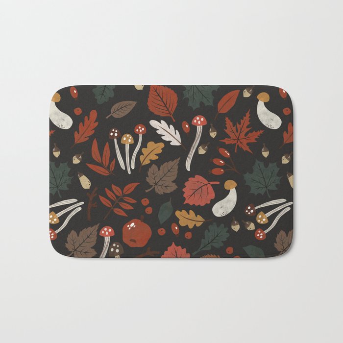 Dark autumnal mushrooms II Bath Mat Gallery Image 1