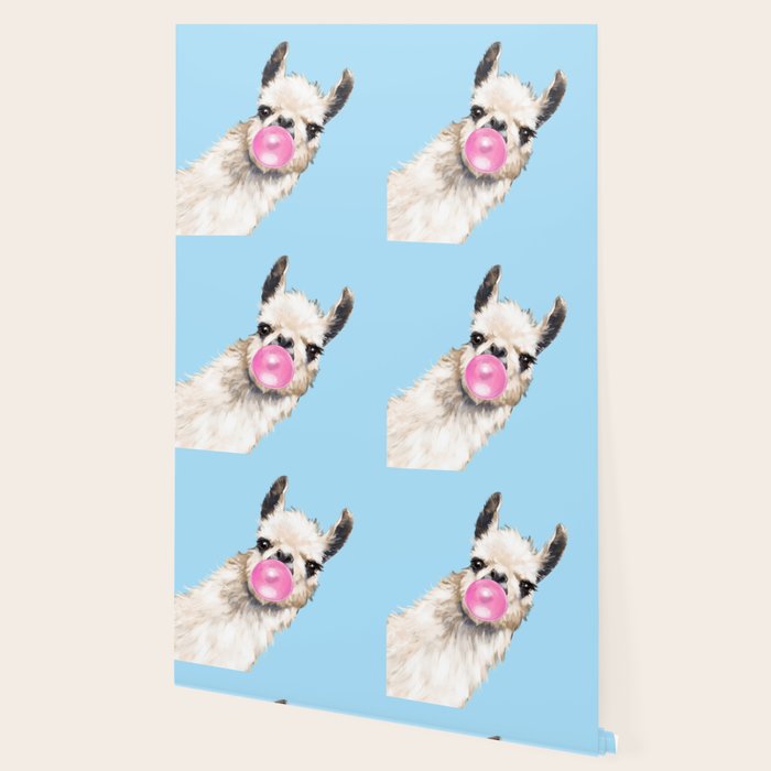 Bubble Gum Sneaky Llama in Blue Wallpaper Gallery Image 2