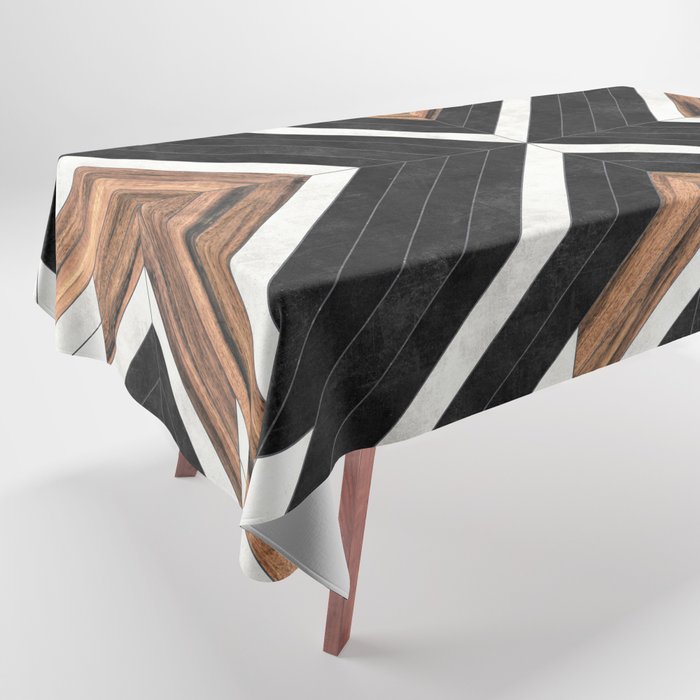 Urban Tribal Pattern No.1 - Concrete and Wood Tablecloth Gallery Image 1