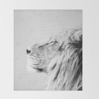 Lion Portrait - Black & White Throw Blanket Gallery Image 2