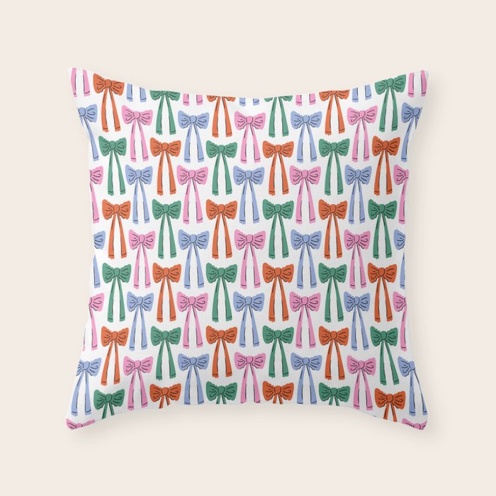 Coquette colorful bows Throw Pillow Gallery Image 1