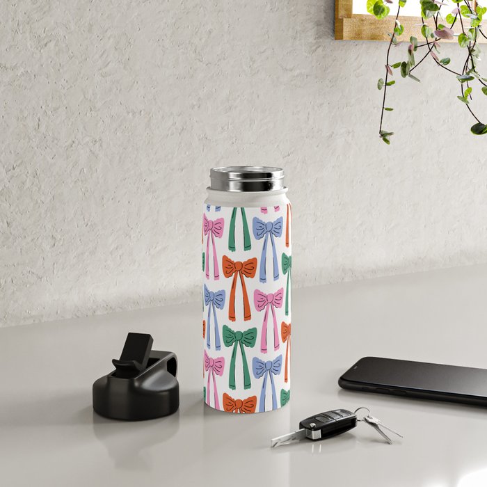 Coquette colorful bows Water Bottle Gallery Image 4