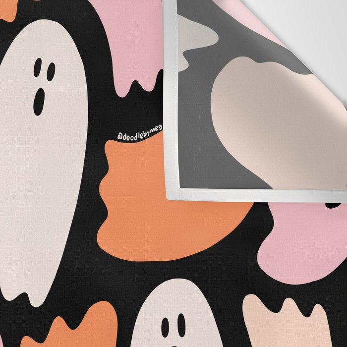 Ghost Print in Black Wall Tapestry Gallery Image 3