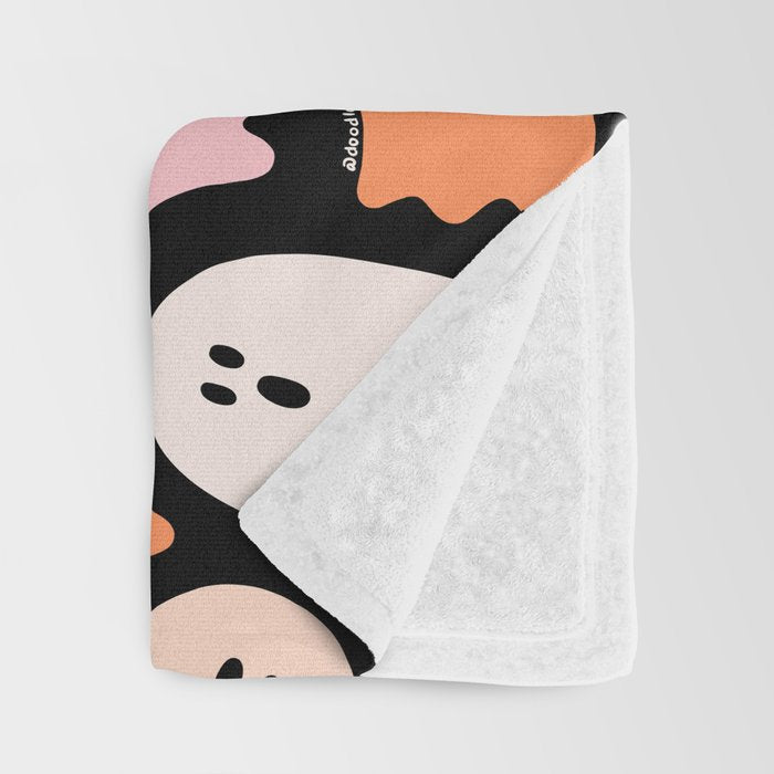 Ghost Print in Black Throw Blanket Gallery Image 3