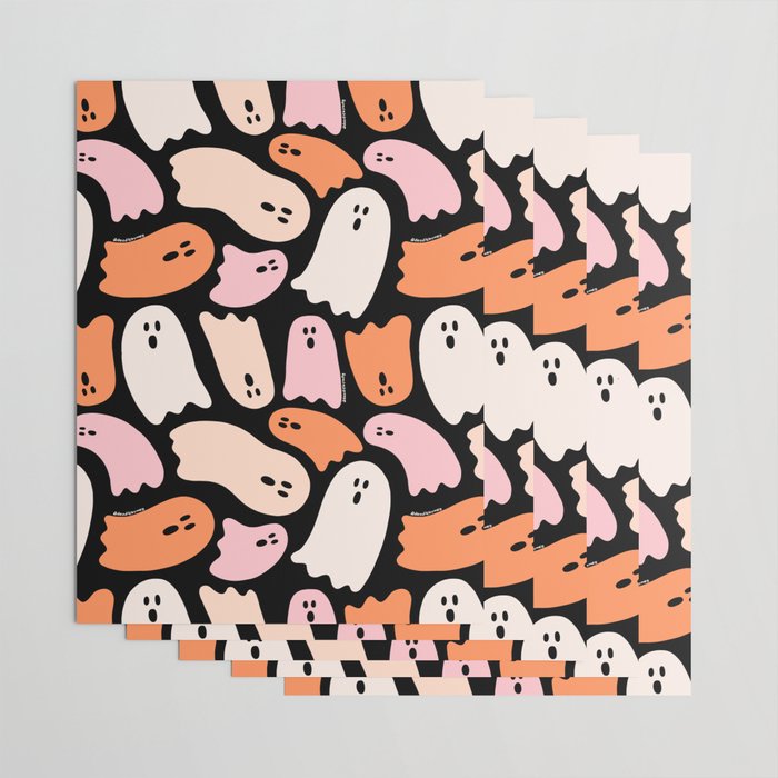 Ghost Print in Black Wrapping Paper Gallery Image 3