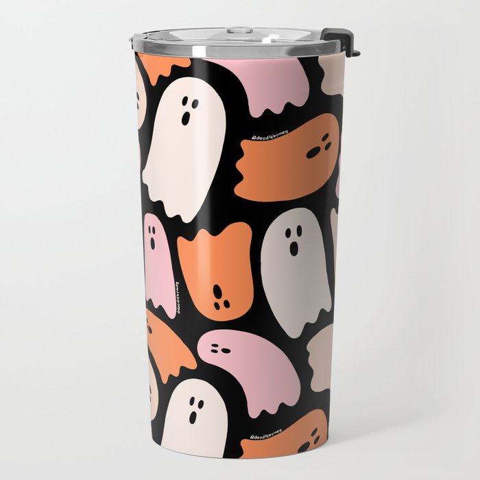 Ghost Print in Black Travel Mug Gallery Image 2