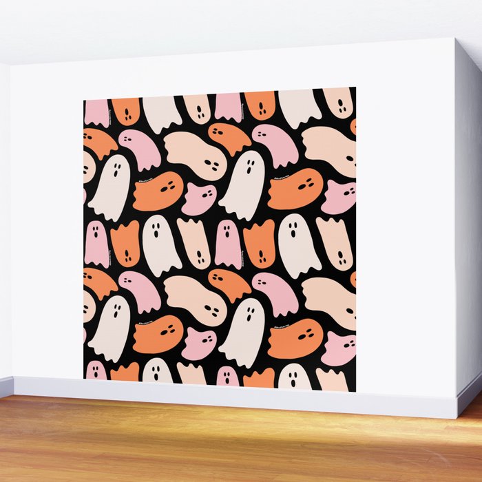 Ghost Print in Black Wall Mural Gallery Image 2