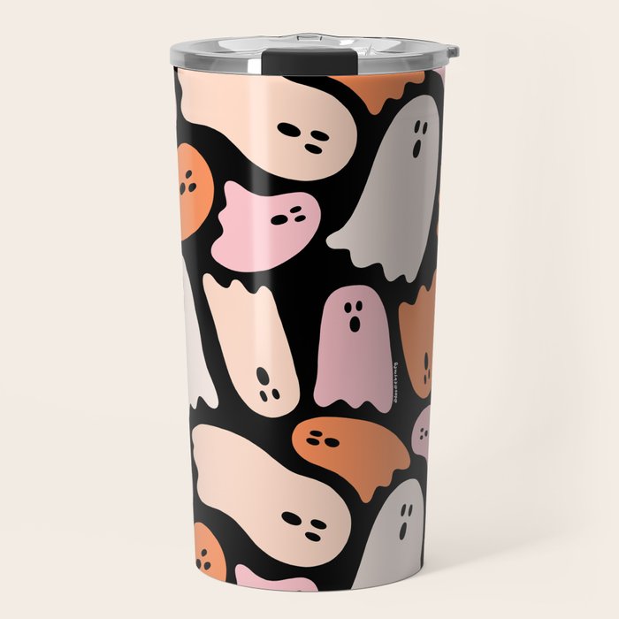 Ghost Print in Black Travel Mug Gallery Image 1