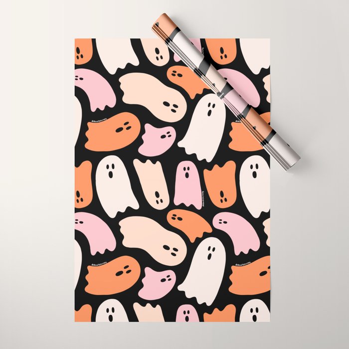 Ghost Print in Black Wrapping Paper Gallery Image 1