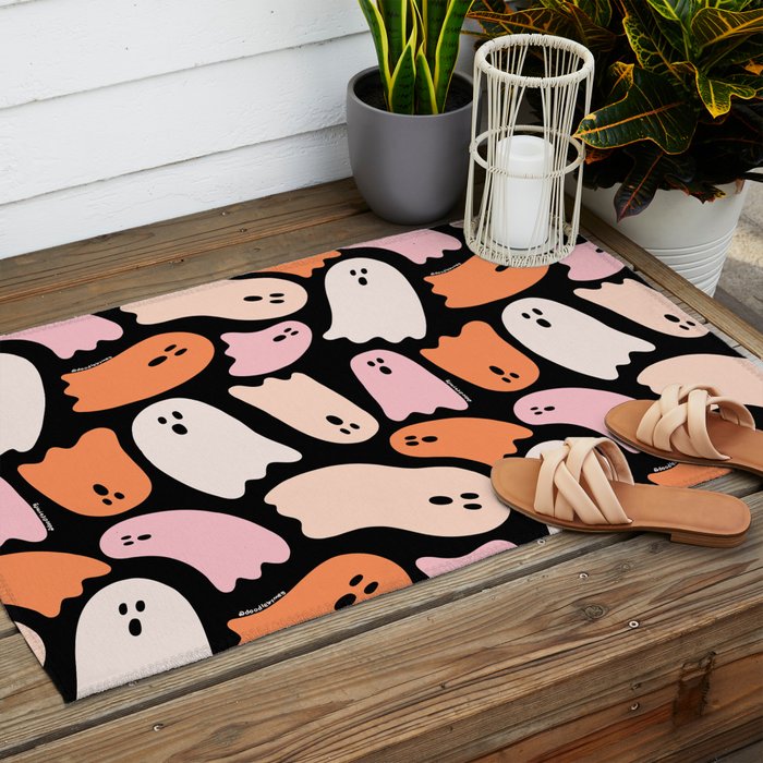 Ghost Print in Black Outdoor Rug Gallery Image 2