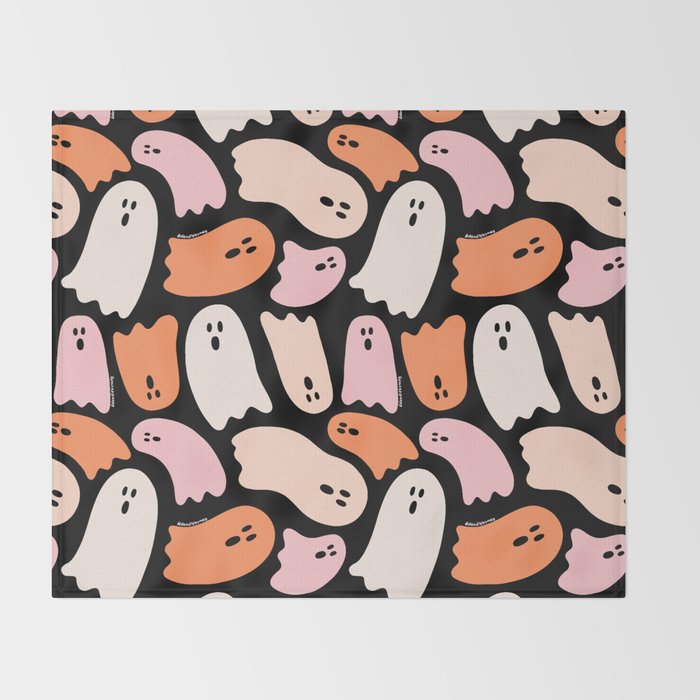Ghost Print in Black Throw Blanket Gallery Image 2