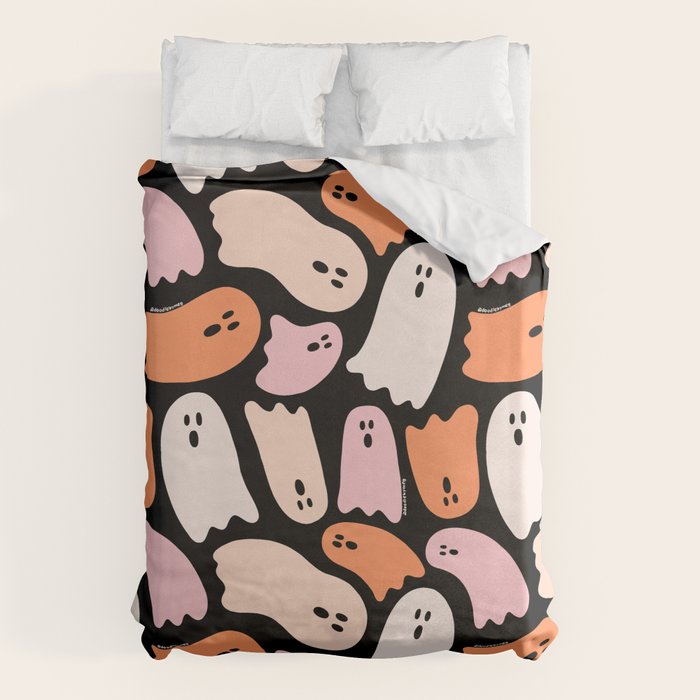 Ghost Print in Black Duvet Cover Gallery Image 1