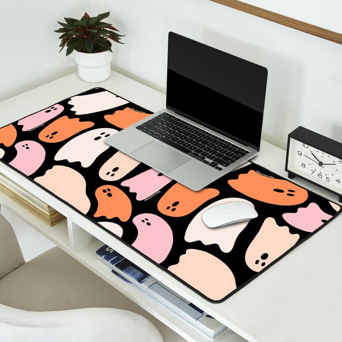 Ghost Print in Black Desk Mat Gallery Image 2