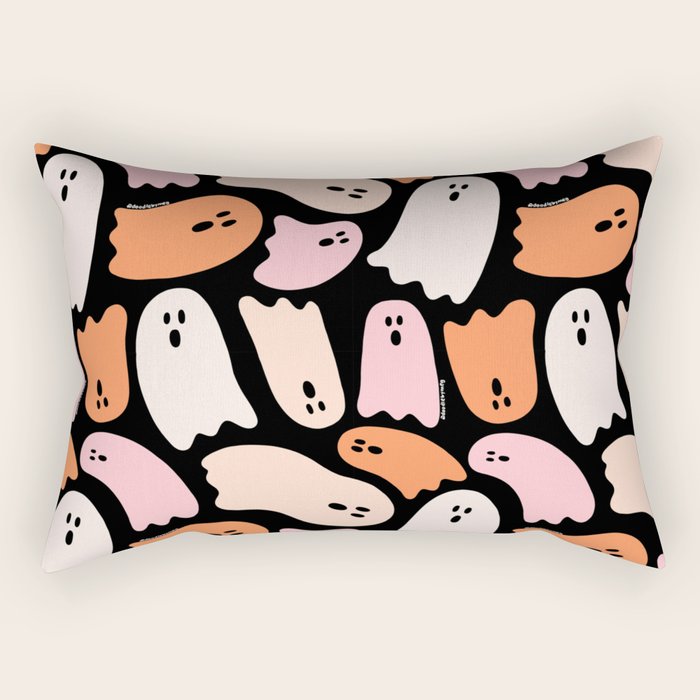Ghost Print in Black Rectangular Pillow Gallery Image 2