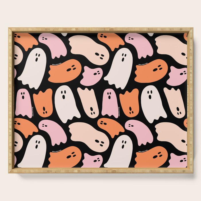 Ghost Print in Black Serving Tray Gallery Image 1