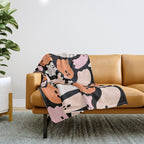 Ghost Print in Black Throw Blanket Gallery Image 1