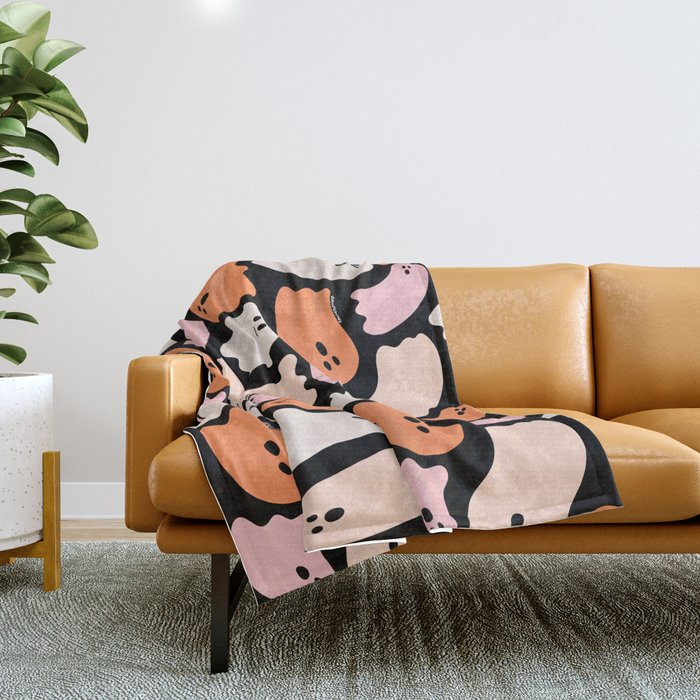 Ghost Print in Black Throw Blanket Gallery Image 1