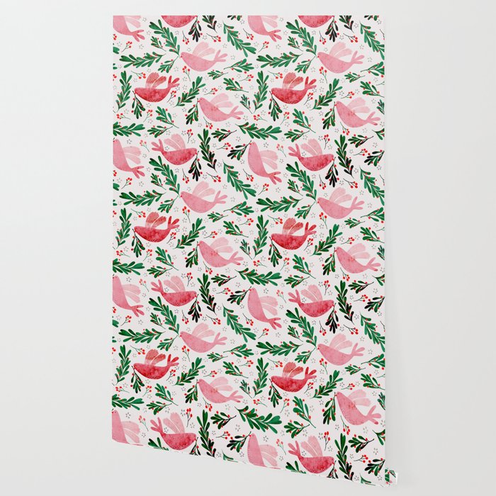 Festive Birds - christmas pattern no2 Wallpaper Gallery Image 2