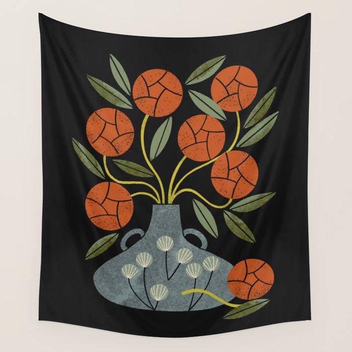 Roses and Blue Vase Wall Tapestry Gallery Image 1