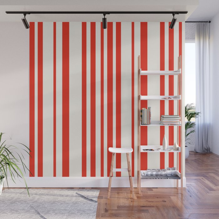 Classic Stripes I - Red & White Candy Cane Wall Mural Gallery Image 1