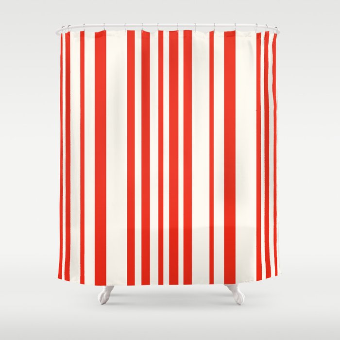 Classic Stripes I - Red & White Candy Cane Shower Curtain Gallery Image 1