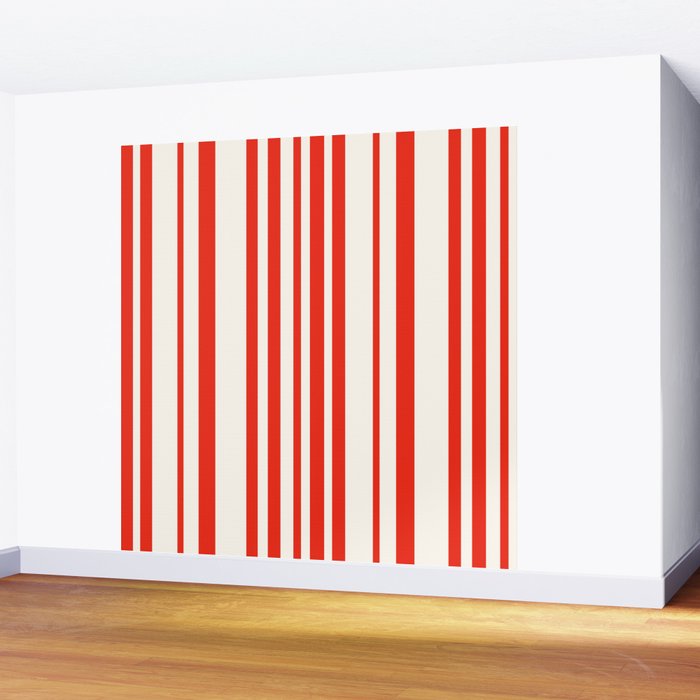 Classic Stripes I - Red & White Candy Cane Wall Mural Gallery Image 2