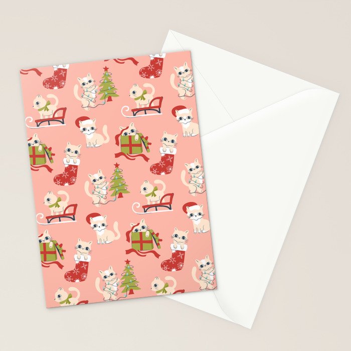 Cute Christmas Cats Stationery Card Gallery Image 2