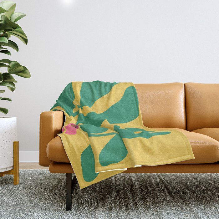 Midcentury Hibiscus 2 Throw Blanket Gallery Image 1