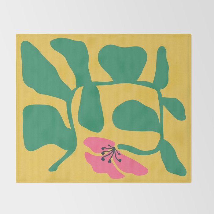 Midcentury Hibiscus 2 Throw Blanket Gallery Image 2