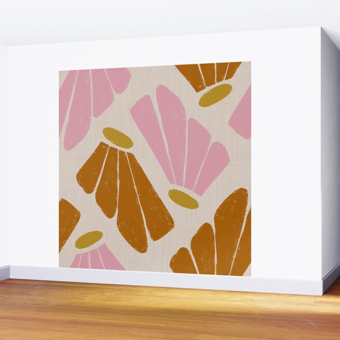 Matisse Inspired Floral Pink Orange Beige  Wall Mural Gallery Image 2