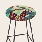 Ocean Behind Flowers at Zijhin  - Nature Ukiyo Landscape in Nature Ukiyo Landscape in Blue, Yellow, Gold, Green, Red and Orange Stool Gallery Image 2