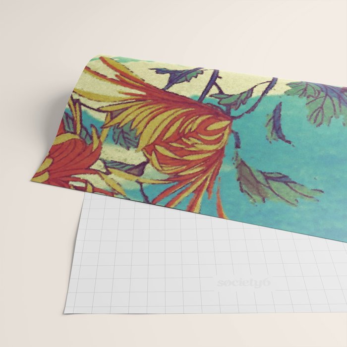 Ocean Behind Flowers at Zijhin  - Nature Ukiyo Landscape in Nature Ukiyo Landscape in Blue, Yellow, Gold, Green, Red and Orange Wrapping Paper Gallery Image 2