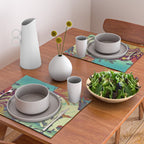 Ocean Behind Flowers at Zijhin  - Nature Ukiyo Landscape in Nature Ukiyo Landscape in Blue, Yellow, Gold, Green, Red and Orange Placemat Gallery Image 2