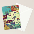 Ocean Behind Flowers at Zijhin  - Nature Ukiyo Landscape in Nature Ukiyo Landscape in Blue, Yellow, Gold, Green, Red and Orange Stationery Card Gallery Image 2