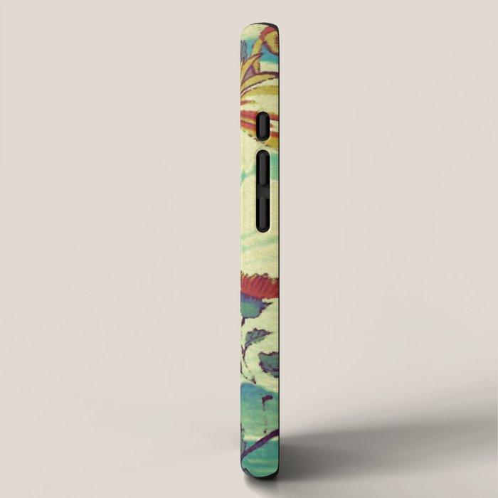 Ocean Behind Flowers at Zijhin  - Nature Ukiyo Landscape in Nature Ukiyo Landscape in Blue, Yellow, Gold, Green, Red and Orange iPhone Case Gallery Image 2