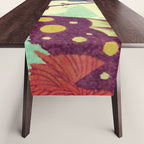 Ocean Behind Flowers at Zijhin  - Nature Ukiyo Landscape in Nature Ukiyo Landscape in Blue, Yellow, Gold, Green, Red and Orange Table Runner Gallery Image 1