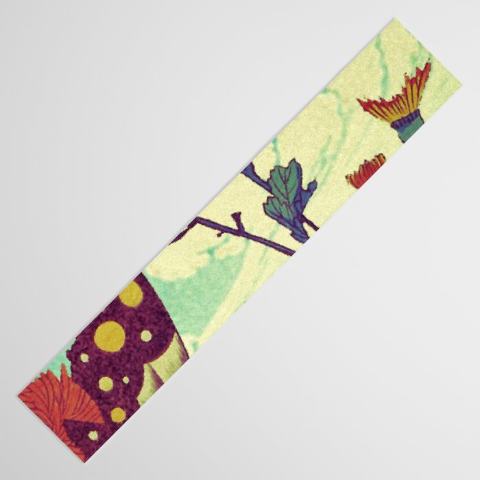 Ocean Behind Flowers at Zijhin  - Nature Ukiyo Landscape in Nature Ukiyo Landscape in Blue, Yellow, Gold, Green, Red and Orange Table Runner Gallery Image 3