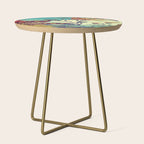 Ocean Behind Flowers at Zijhin  - Nature Ukiyo Landscape in Nature Ukiyo Landscape in Blue, Yellow, Gold, Green, Red and Orange Side Table Gallery Image 1