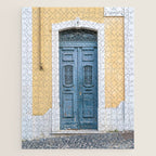 The blue door number 2 in Lisbon Portugal  Summer street and travel photography Jigsaw Puzzle Gallery Image 1