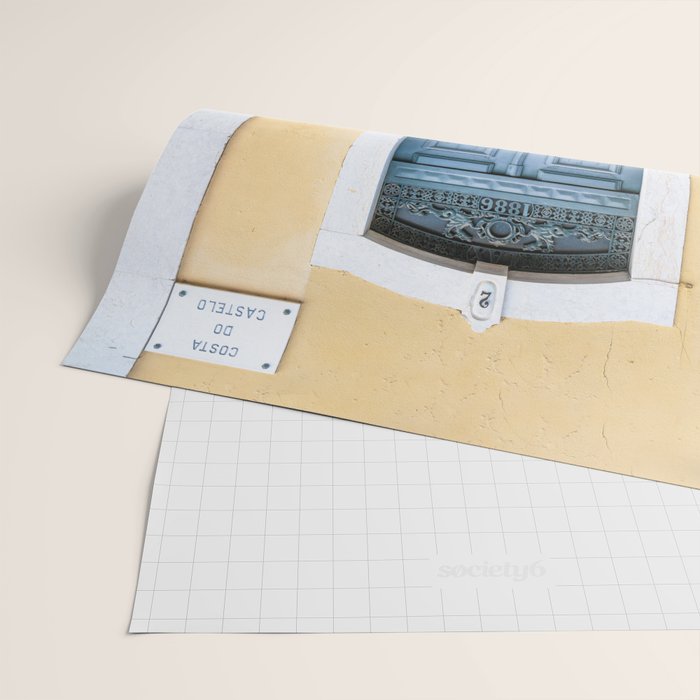 The blue door number 2 in Lisbon Portugal  Summer street and travel photography Wrapping Paper Gallery Image 2