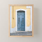 The blue door number 2 in Lisbon Portugal  Summer street and travel photography Mini Art Print Gallery Image 1