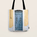 The blue door number 2 in Lisbon Portugal  Summer street and travel photography Tote Bag Gallery Image 1